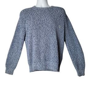 Lands’ End Men’s Drifter Sweater Blue Marled Cotton Knit Crewneck M Preppy